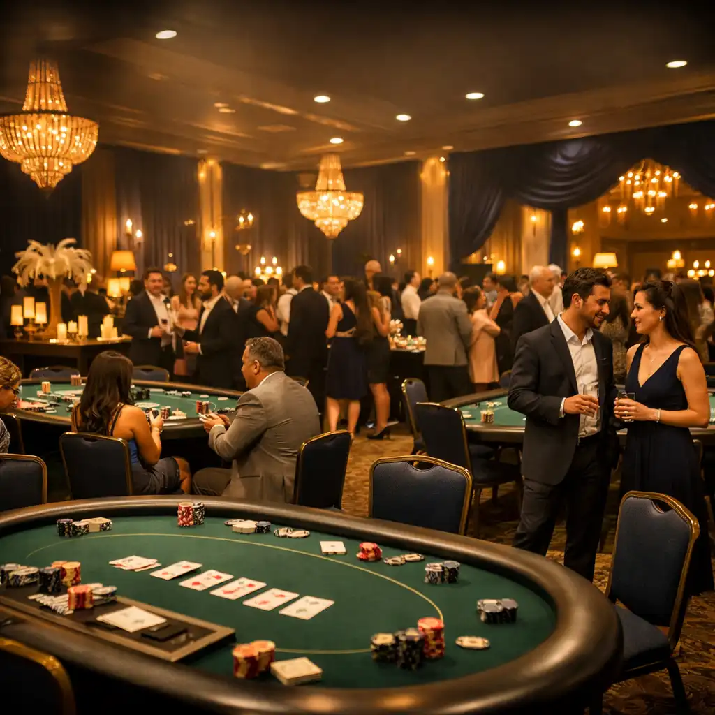 Atmosfera eleganckiego wydarzenia pokerowego